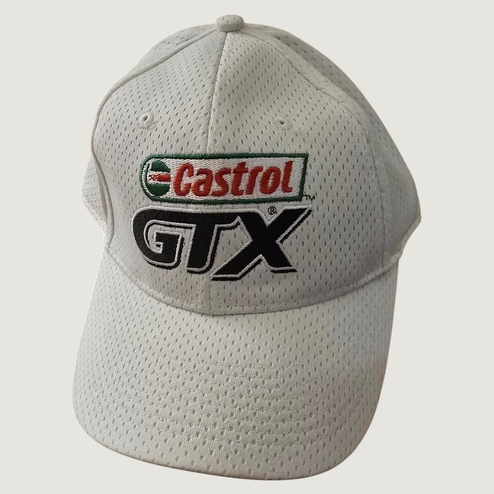 Vintage‎ Castrol GTX Mesh Trucker Hat Mens White Falcon Baseball Cap, nascar